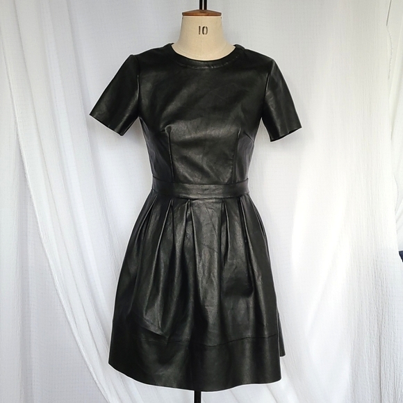 ASOS black pleather skater dress - Picture 1 of 4